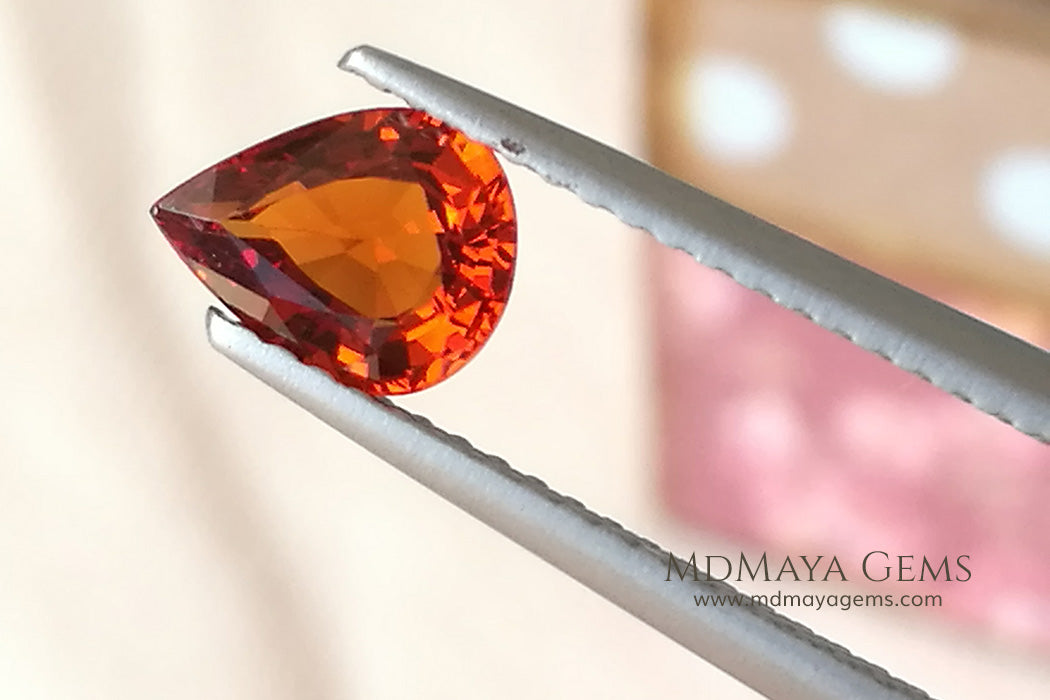 Little Orange Spessartite Garnet Pear Cut 1.04 ct