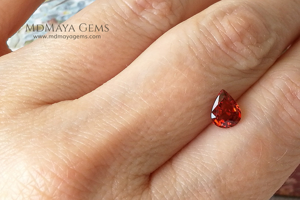 Little Orange Spessartite Garnet Pear Cut 1.04 ct