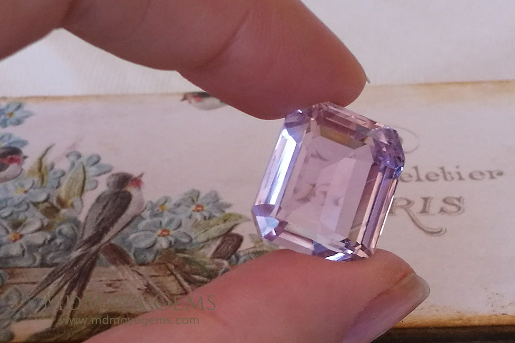 Baby Pink Kunzite Gemstone Emerald Cut 25.49 ct