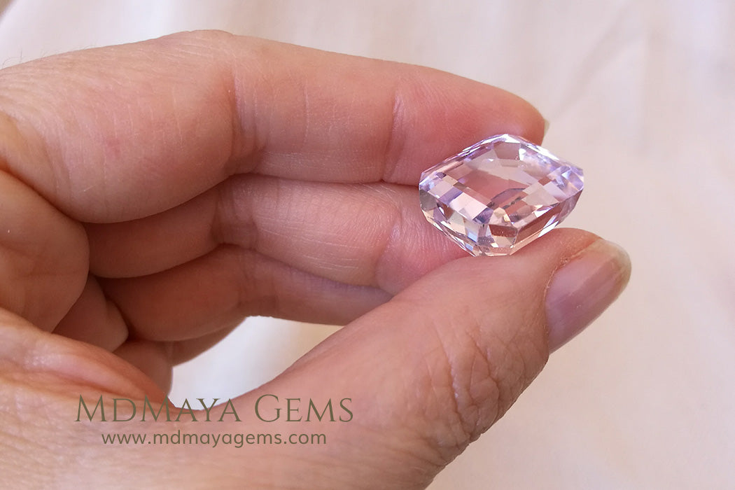 Baby Pink Kunzite Gemstone Emerald Cut 25.49 ct