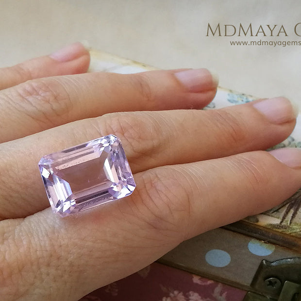 Brilliant Pink Kunzite Gemstone Emerald Cut 23.75 ct