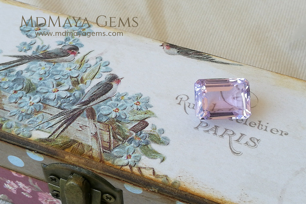 Brilliant Pink Kunzite Gemstone Emerald Cut 23.75 ct