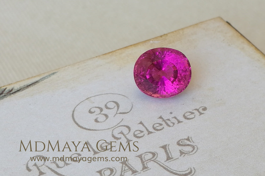 Vivid Rubellite African Tourmaline Oval Cut 6.25 ct under daylight