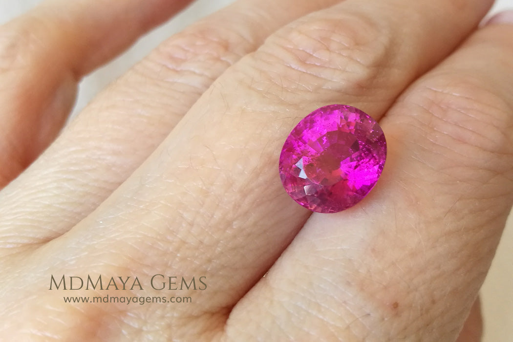 Vivid Rubellite African Tourmaline Oval Cut 6.25 ct under daylight