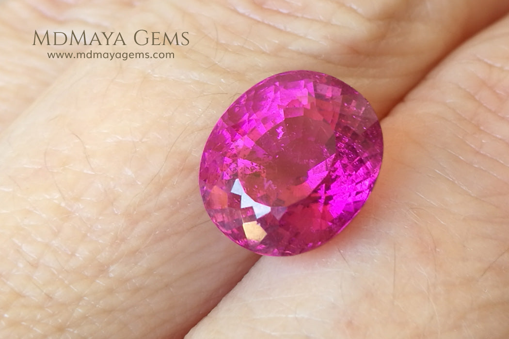 Vivid Rubellite African Tourmaline Oval Cut 6.25 ct under daylight