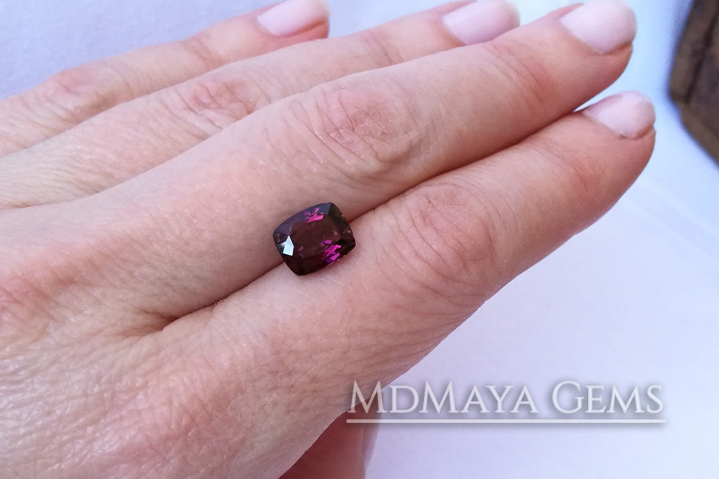 Awesome Purplish Red Tourmaline Cushion Cut 2.33 ct