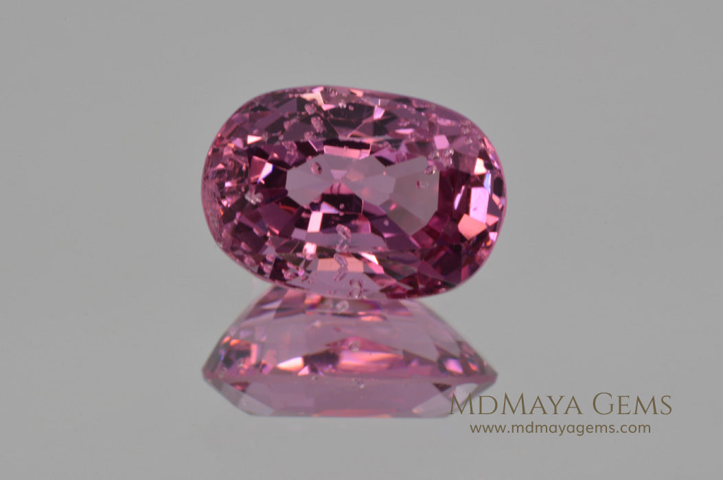 Crown Pink Burmese Spinel Oval cut 2.44 ct under fluorescent light