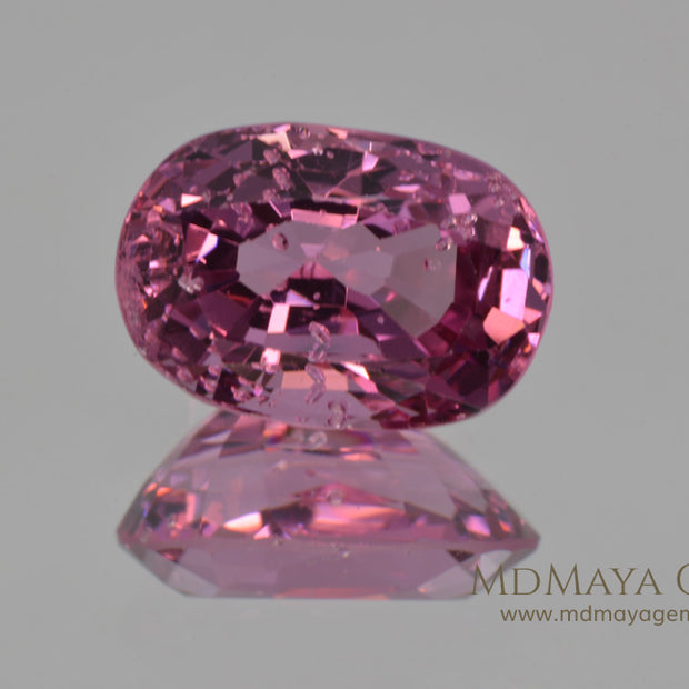 Crown Pink Burmese Spinel Oval cut 2.44 ct under fluorescent light