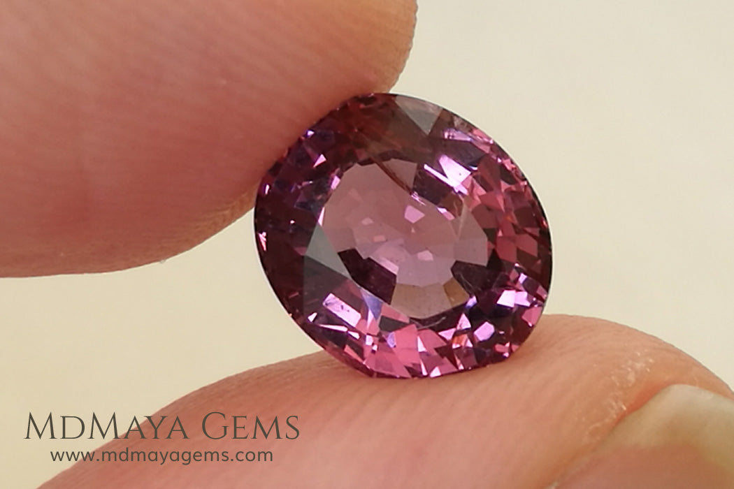 Glowing Pink Spinel from Tanzania Oval cut 2.66 ct under daylight