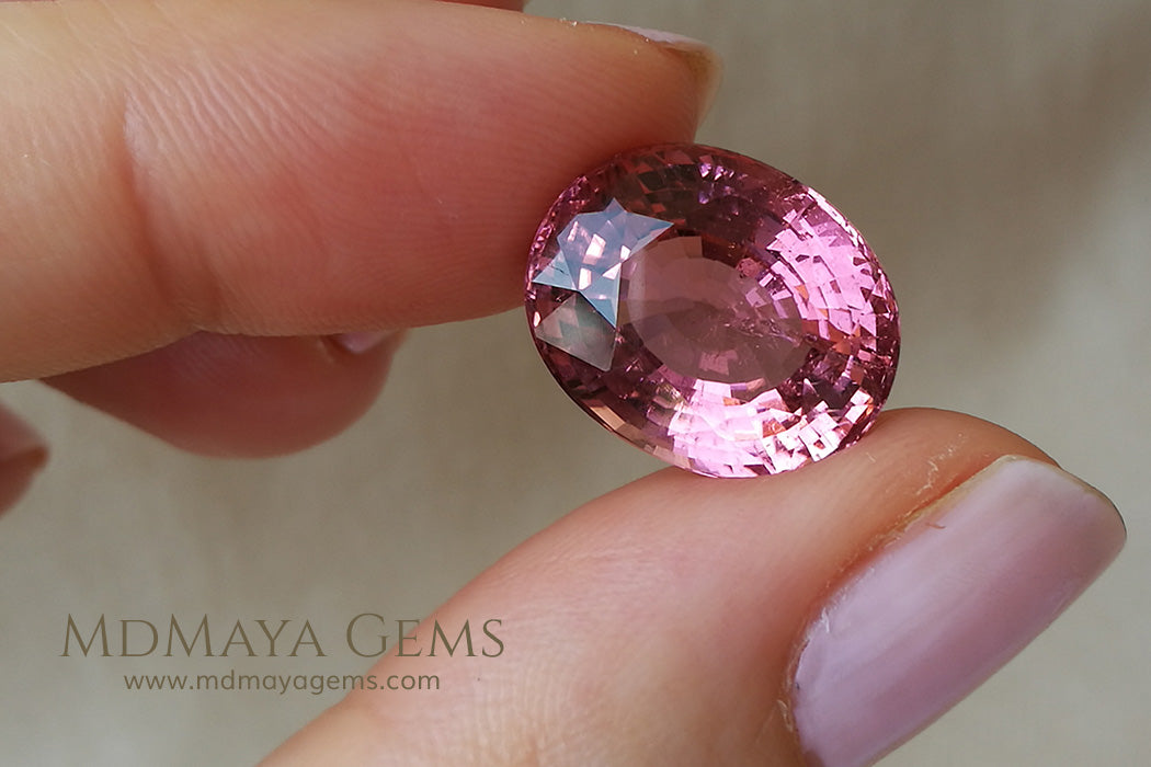 Super Pink Tourmaline Gemstone Oval Cut 11.90 ct