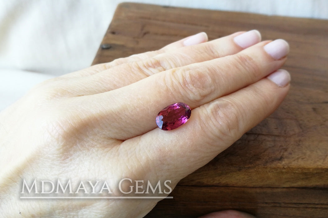 Vivid Purple Red Rubellite Tourmaline Oval Cut 3.69 ct 