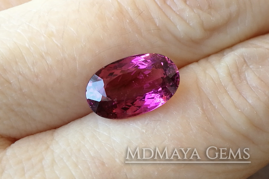 Vivid Purple Red Rubellite Tourmaline Oval Cut 3.69 ct 
