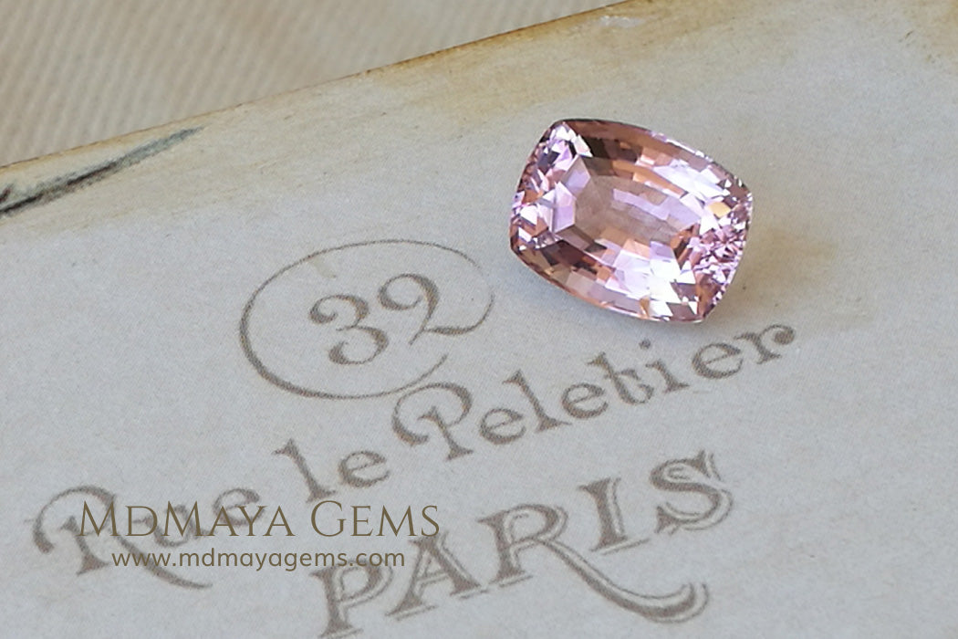 Pink Tourmaline Gemstone. Cushion Cut. 4.15 ct under daylight
