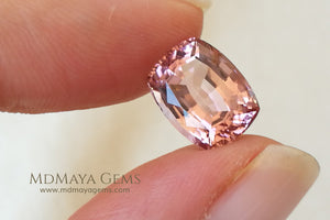 Pink Tourmaline Gemstone. Cushion Cut. 4.15 ct under daylight