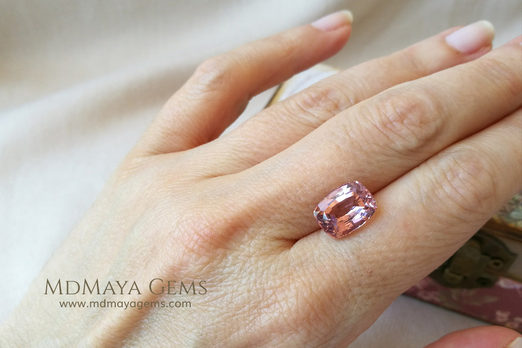 Pink Tourmaline Gemstone. Cushion Cut. 4.15 ct under daylight