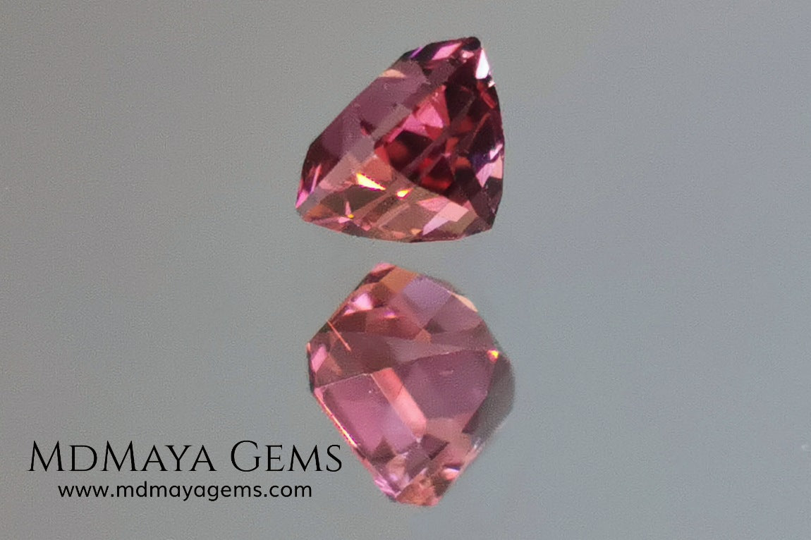 Amazing pink tourmaline, 0.63 ct, asscher cut - square. This small tourmaline has a great brightness and saturation, it is very balanced in color, its asscher size makes it look bigger than it really is, it will be perfect in a ring. It is a great gem at a reduced price