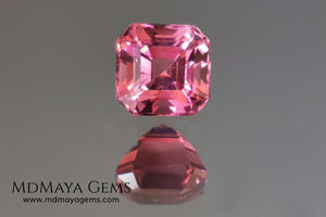 Amazing pink tourmaline, 0.63 ct, asscher cut - square. This small tourmaline has a great brightness and saturation, it is very balanced in color, its asscher cut makes it look bigger than it really is, it will be perfect in a ring. It is a great gem at a reduced price