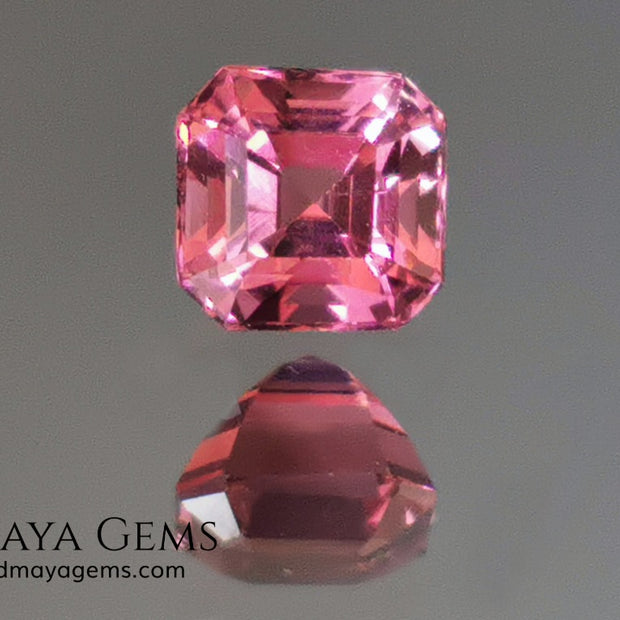 Amazing pink tourmaline, 0.63 ct, asscher cut - square. This small tourmaline has a great brightness and saturation, it is very balanced in color, its asscher cut makes it look bigger than it really is, it will be perfect in a ring. It is a great gem at a reduced price