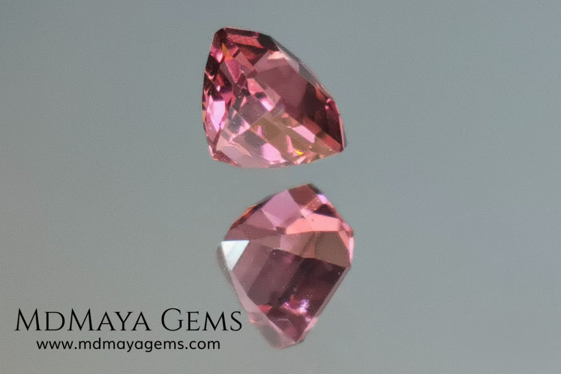Amazing pink tourmaline, 0.63 ct, asscher cut - square. This small tourmaline has a great brightness and saturation, it is very balanced in color, its asscher size makes it look bigger than it really is, it will be perfect in a ring. It is a great gem at a reduced price