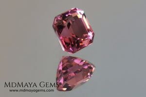 Amazing pink tourmaline, 0.63 ct, asscher cut - square. This small tourmaline has a great brightness and saturation, it is very balanced in color, its asscher size makes it look bigger than it really is, it will be perfect in a ring. It is a great gem at a reduced price