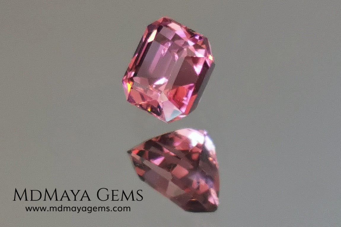 Amazing pink tourmaline, 0.63 ct, asscher cut - square. This small tourmaline has a great brightness and saturation, it is very balanced in color, its asscher cut makes it look bigger than it really is, it will be perfect in a ring. It is a great gem at a reduced price