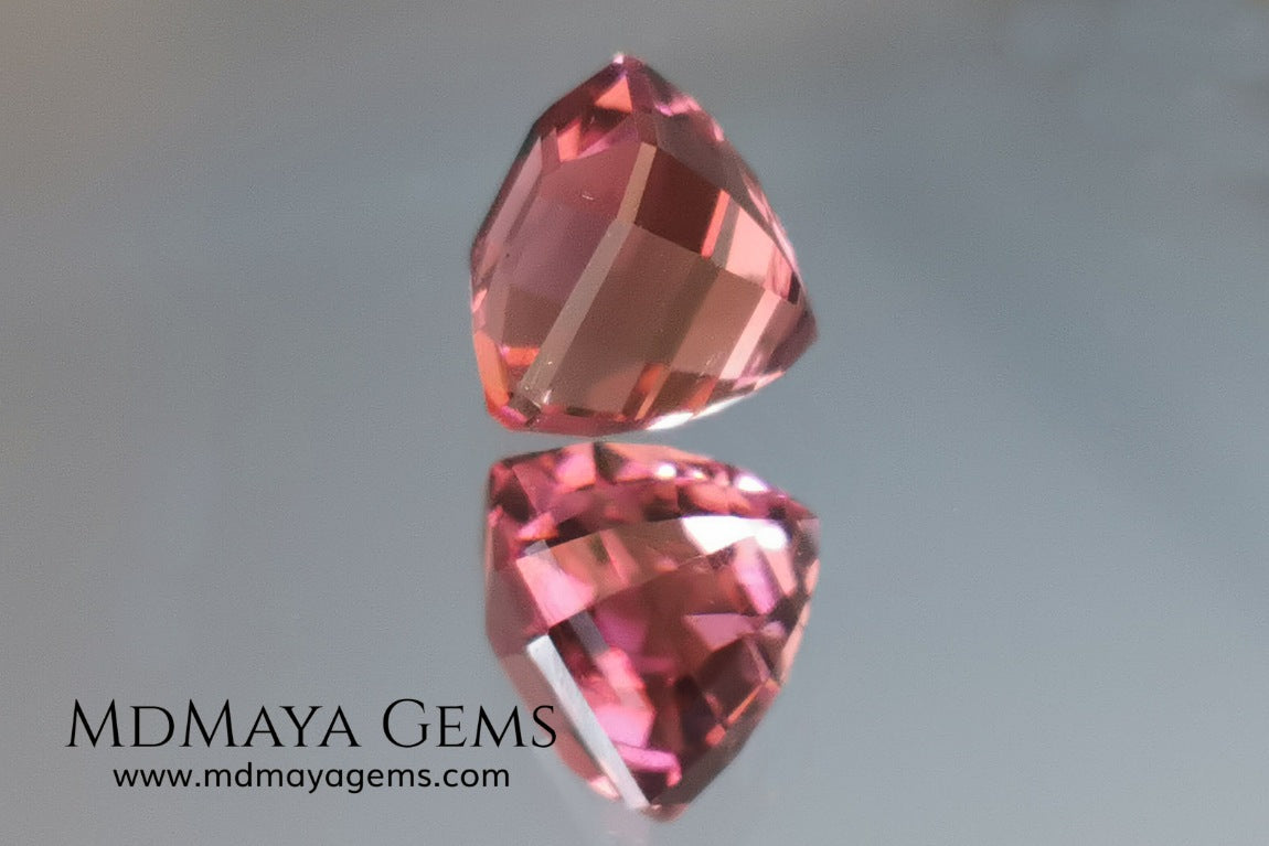 Reddish pink tourmaline. Asscher cut. 2.65 ct. This natural gemstone has a very saturated reddish-pink color, along with its beautiful cut and size, it will be look amazing in a ring. A great gem.