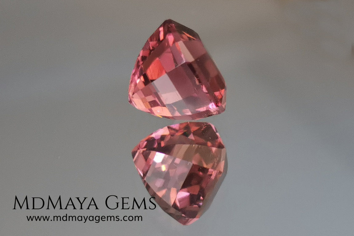 Reddish pink tourmaline. Asscher cut. 2.65 ct. This natural gemstone has a very saturated reddish-pink color, along with its beautiful cut and size, it will be look amazing in a ring. A great gem.