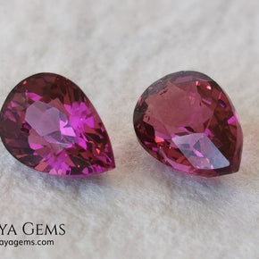 Vivid Purple-Red Rhodolite Garnet Pair 2.10 ct – Pear Cut – MdMaya Gems
