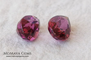  Vivid Purple Red Rhodolite Pair, 2.10 ct, pear cut. This natural and untreated gemstones have an excellent color, they will look perfect in any piece of jewelry. An affordable precious stones and amazing.