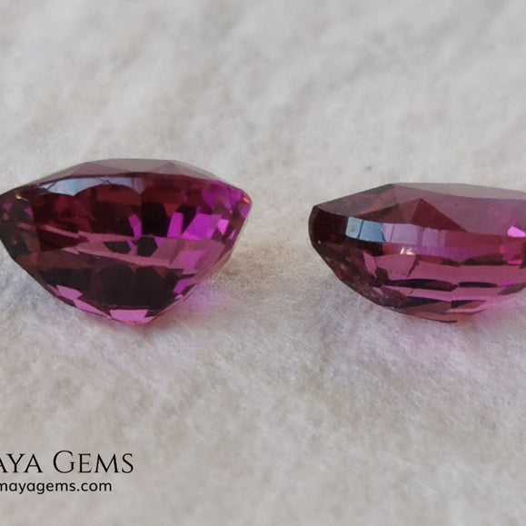 Vivid Purple-Red Rhodolite Garnet Pair 2.10 ct – Pear Cut – MdMaya Gems