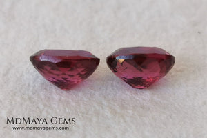  Purple Red Rhodolite Pair 3.41 ct. Oval cut. This beautiful pair of rhodolites shows the best color you can find in rhodolites. It has a very good size and they will look incredibly beautiful on some earrings or on a pair of cufflinks.