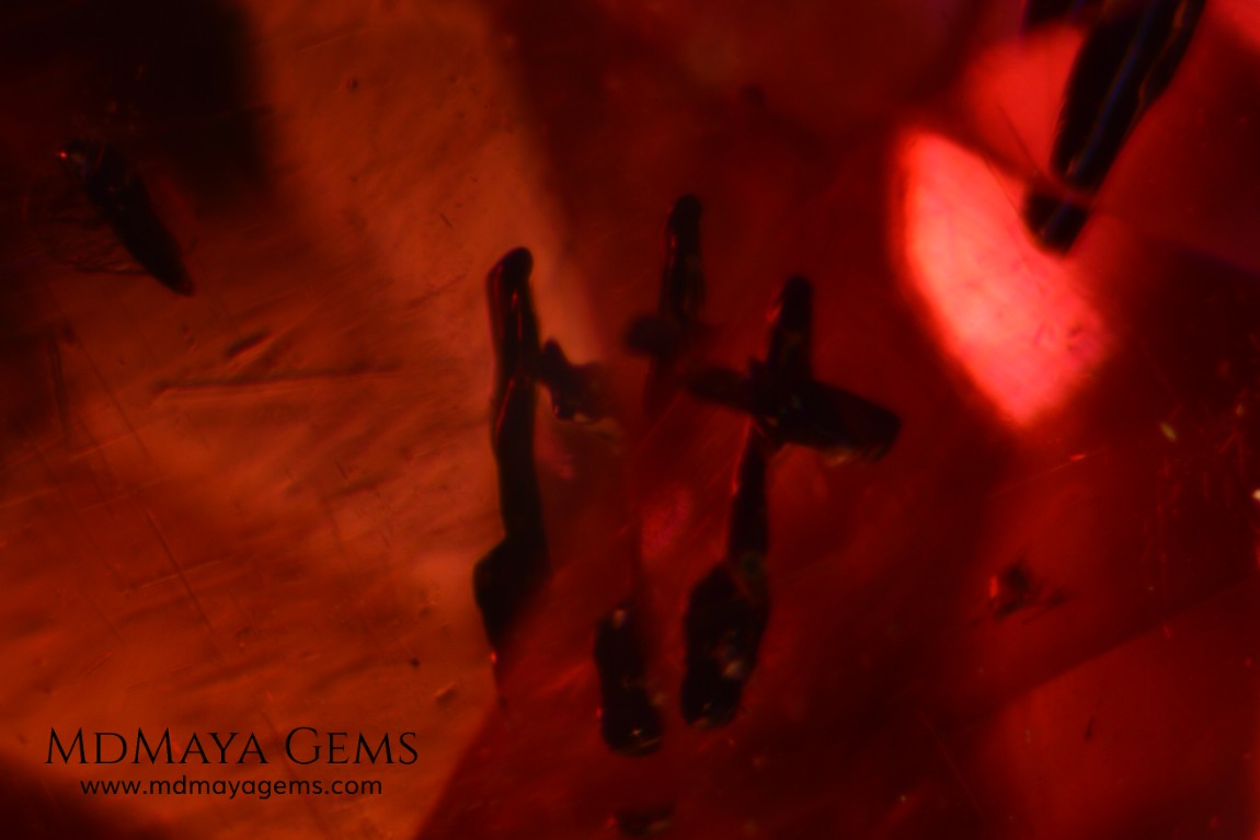 Solid Inclusions in untreated rhodolite garnet pair 3.41 ct