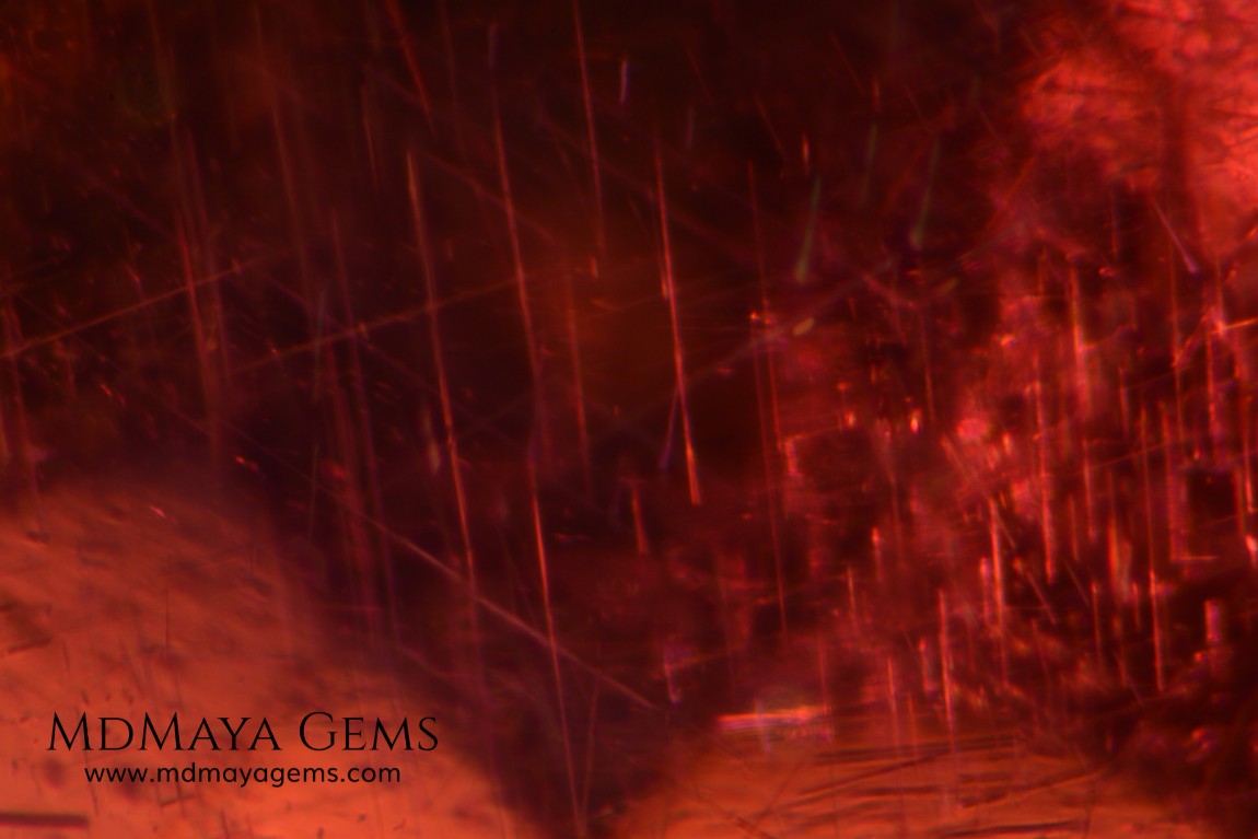 Inclusions in Untreated Rhodolite Garnet pair 3.41 ct