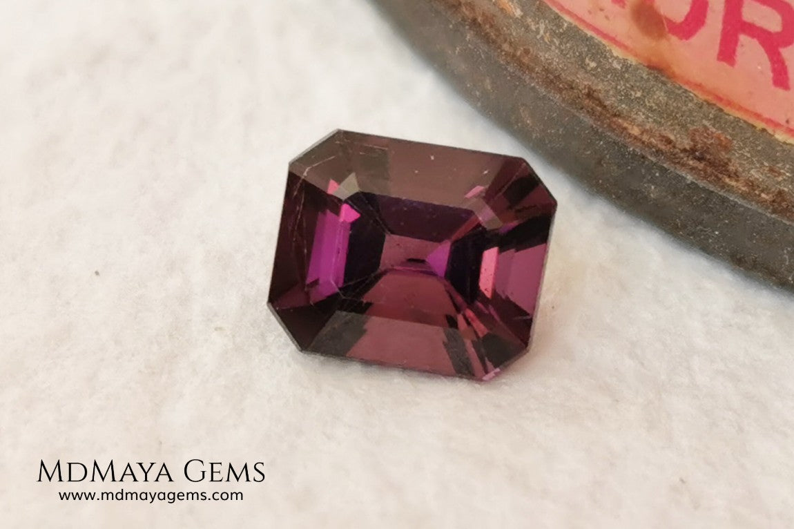Purple Spinel from Mogok. Emerald Cut. 1.13 ct. As you already know I have a predilection for spinels, with this little one I couldn't resist, rarely do you see this color on a spinel, it is a very vivid purple and full of brilliance. Simply delicious. Ideal for jewelry. 