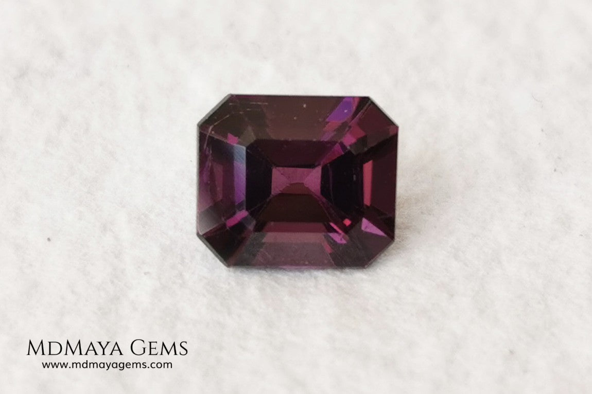 Purple Spinel from Mogok. Emerald Cut. 1.13 ct. As you already know I have a predilection for spinels, with this little one I couldn't resist, rarely do you see this color on a spinel, it is a very vivid purple and full of brilliance. Simply delicious. Ideal for jewelry. 