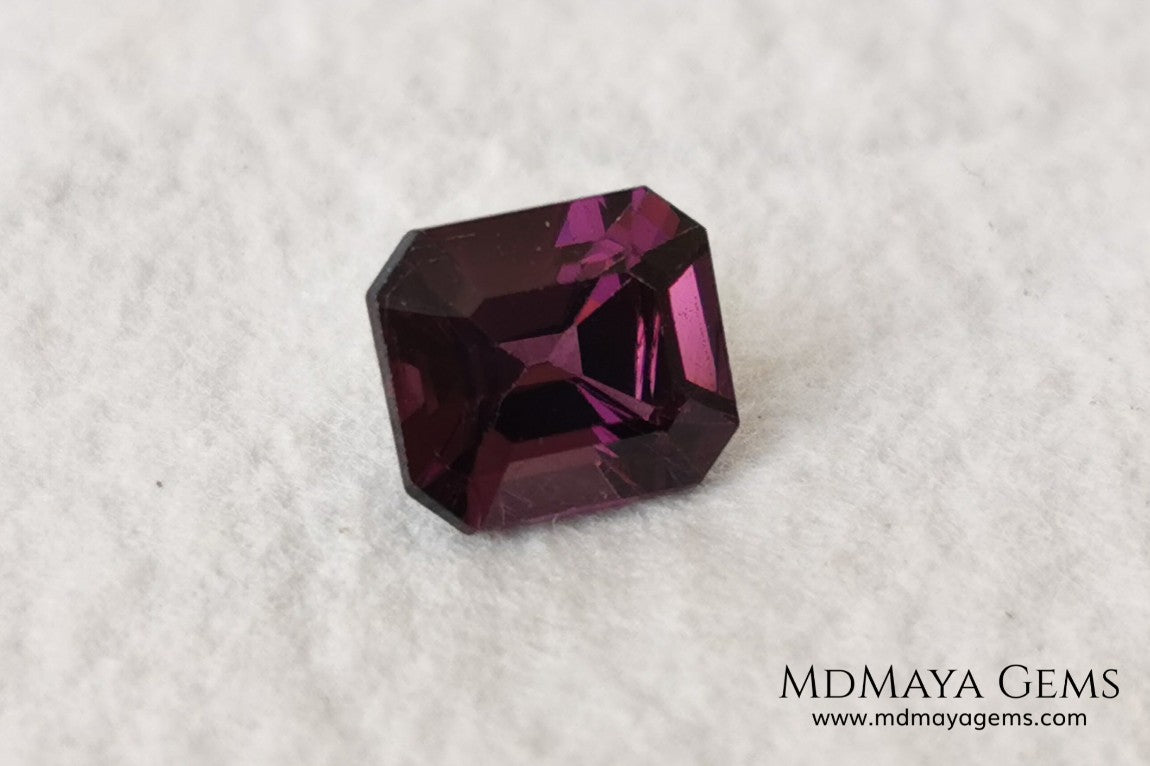 Purple Spinel from Mogok. Emerald Cut. 1.13 ct. As you already know I have a predilection for spinels, with this little one I couldn't resist, rarely do you see this color on a spinel, it is a very vivid purple and full of brilliance. Simply delicious. Ideal for jewelry. 