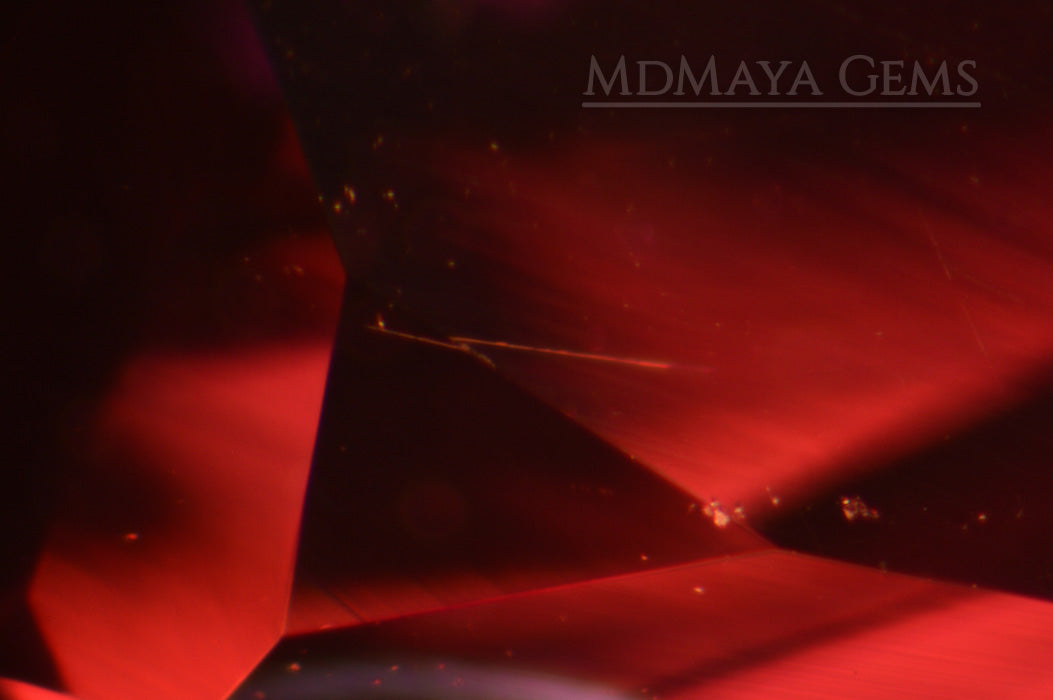 Inclusions in Unheated Reddish Purple Spinel Octagon Cut 1.24 ct