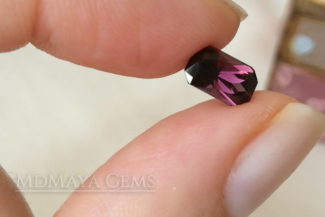 Unheated Reddish Purple Spinel Octagon Cut 1.24 ct
