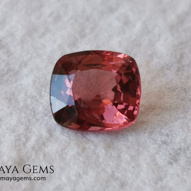 Red - Orange Spinel. Cushion Cut. 1.11 cts. Beautiful untreated gem for your personalized jewelry. This beautiful spinel is so inexpensively priced due to a fracture in the pavilion, it is not visible and does not affect the beauty of the gem at all.