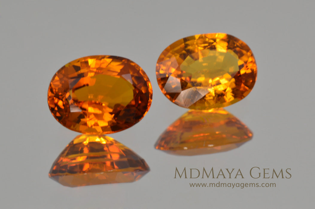 Rare Orange Clinohumite Gemstones Matched Pair Oval cut 2.61 ct