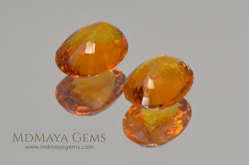 Rare Orange Clinohumite Gemstones Matched Pair Oval cut 2.61 ct