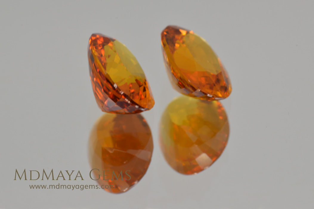Rare Orange Clinohumite Gemstones Matched Pair Oval cut 2.61 ct