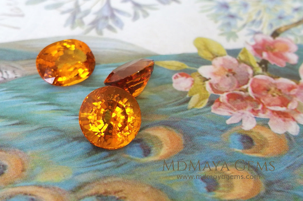 Rare Orange Clinohumite Gemstones Matched Pair Oval cut 2.61 ct