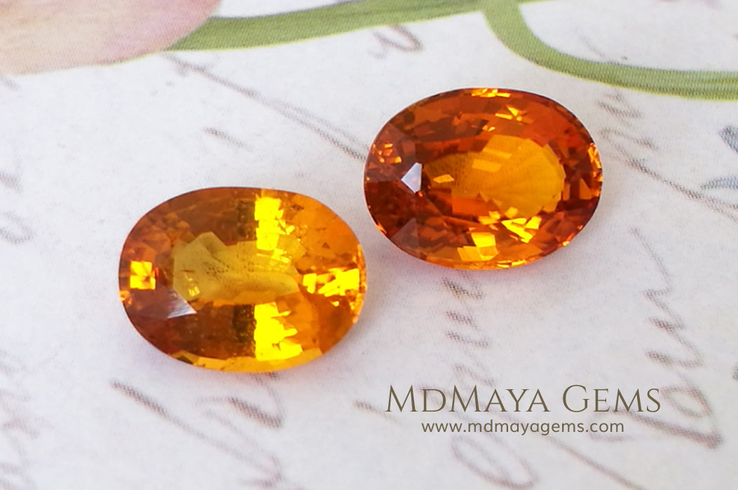 Rare Orange Clinohumite Gemstones Matched Pair Oval cut 2.61 ct