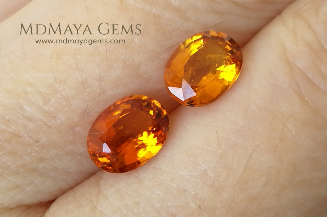 Rare Orange Clinohumite Gemstones Matched Pair Oval cut 2.61 ct