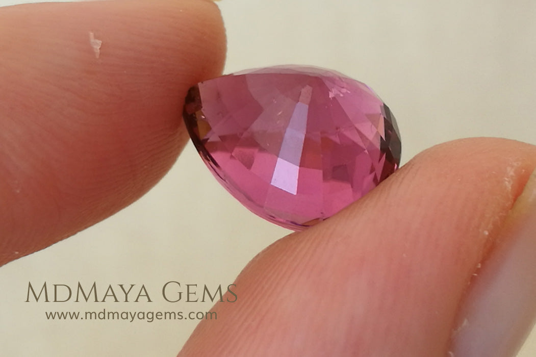Pink Tourmaline from Mozambique Pear Cut., 5.77 ct under daylight