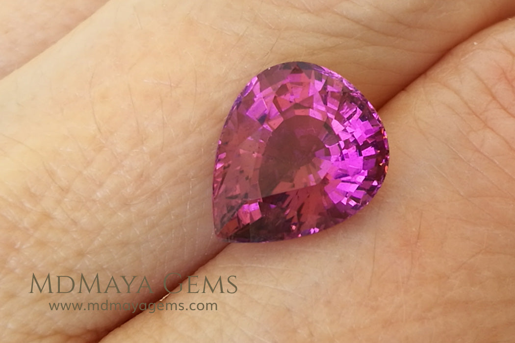 Pink Tourmaline from Mozambique Pear Cut., 5.77 ct under daylight