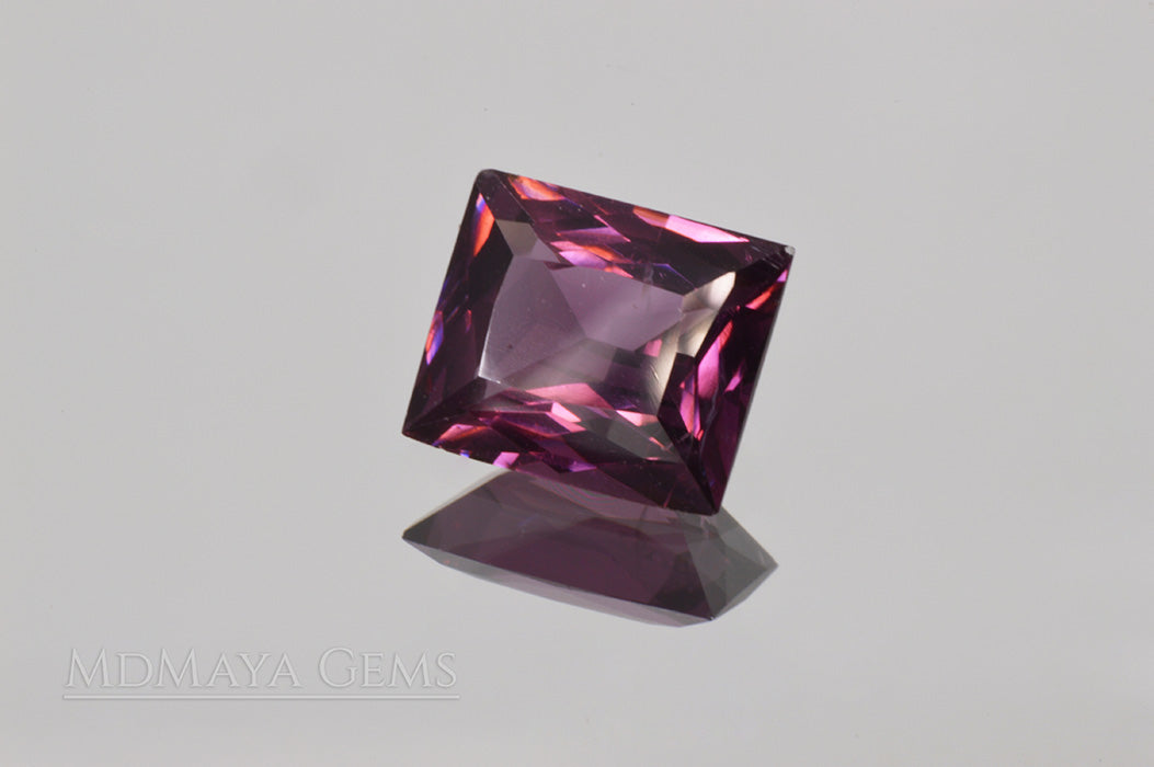 Bright Unheated Red Purple Spinel. Rectangle Cut. 2.18 ct