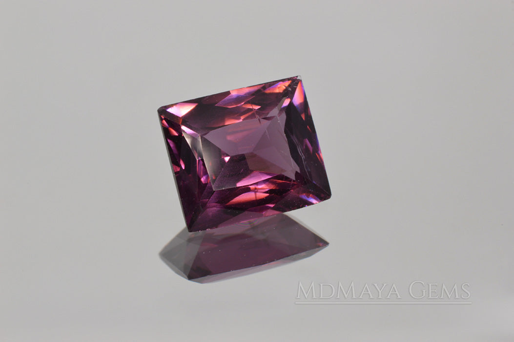 Bright Unheated Red Purple Spinel. Rectangle Cut. 2.18 ct