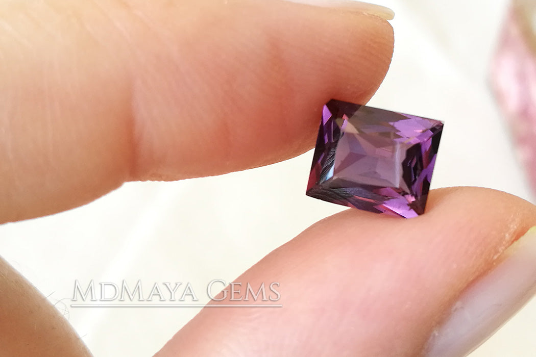 Bright Unheated Red Purple Spinel. Rectangle Cut. 2.18 ct